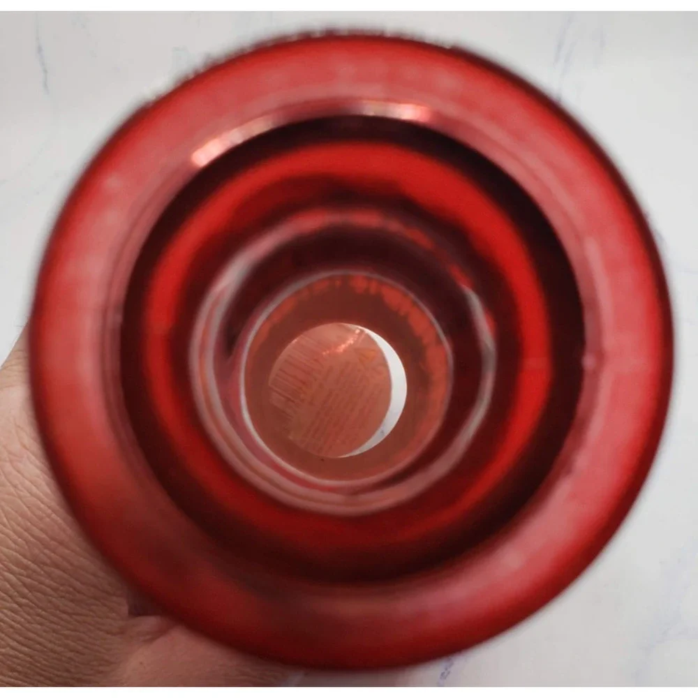 Ribbed Red Ruby 9 Inch Tall Glass Bud Vase